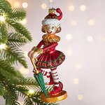 Елочная игрушка Девочка Аделина с зонтиком 15 см, стекло