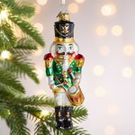 Елочная игрушка Щелкунчик Грант с барабаном 14 см в подарочной коробке, стекло