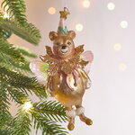 Елочная игрушка Медведица - Фея с крылышками 14 см, стекло