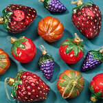 Елочные игрушки Овощи и Ягоды - Beautiful Garden 7 см, 12 шт, стекло 