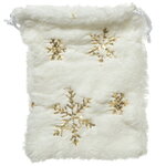 Подарочный мешочек Fluffy Surprise 21*17 см с золотыми снежинками