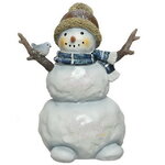 Декоративная статуэтка Снеговик Кеннет с птичкой 14 см