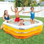 Семейный надувной бассейн с надувным дном Облако 185*53 см, клапан, оранжевый