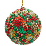 Винтажный елочный шар Mille Perle 10 см зеленый