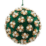 Винтажный елочный шар Velvet Opulence Orb 10 см зеленый