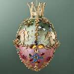 Елочная игрушка Яйцо - Королевский Цветок 13 см, стекло