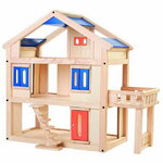 Деревянный кукольный домик с террасой 55*44*62 см