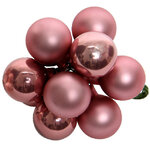Гроздь стеклянных шаров на проволоке 2 см розовый бархат mix, 10 шт