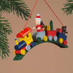 Деревянная елочная игрушка-статуэтка Поезд с Сантой - Краски Детства 17 см, подвеска