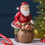 Новогодняя фигурка Санта Клаус с мешком гостинцев 19 см