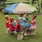 Детский стол с лавочками и зонтом Пикник 176*110*104 см