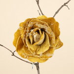 Роза Selvaggio заснеженная 18 см золотая, клипса