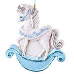 Именная елочная игрушка Baby Christmas: Лошадка 11 см голубая, подвеска
