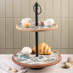 Фруктовница двухярусная White Fiori di Mango 43 см, дерево