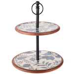 Фруктовница двухярусная White Fiori di Mango 43 см, дерево