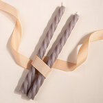 Витые свечи Bella Luce 25 см серые, 2 шт