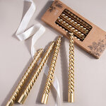 Витые свечи Luton 25 см золотой металлик, 4 шт