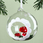 Стеклянный шар с композицией Грибочки из Мильтенберга 8 см, подвеска