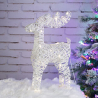 Светящийся олень Гарольд White 45 см, 50 теплых белых мини LED ламп, на батарейках, IP20