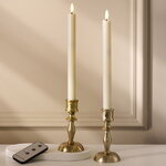 Столовая светодиодная свеча с имитацией пламени Таис 25 см слоновая кость, 2 шт с пультом, таймер, на батарейках