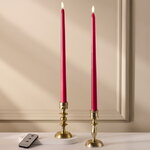 Столовая светодиодная свеча с имитацией пламени Романс 38 см красная, 2 шт с пультом, таймер, на батарейках