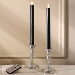 Столовая светодиодная свеча с имитацией пламени Таис 25 см черная, 2 шт с пультом, таймер, на батарейках