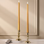 Столовая светодиодная свеча с имитацией пламени Романс 38 см желтая, 2 шт с пультом, таймер, на батарейках