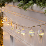 Светодиодная гирлянда на батарейках Шарики Ferarro Bianco 0.9 м, 10 теплых белых LED ламп, прозрачный ПВХ, IP20