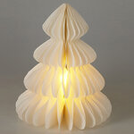 Светящаяся Елочка из бумаги 28 см, 6 теплых белых LED ламп, на батарейках, таймер