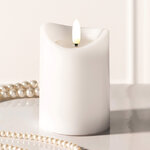 Светодиодная свеча с имитацией пламени Кертон 10 см, белая восковая, на батарейках, таймер