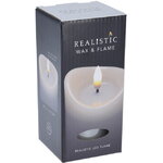 Светодиодная свеча с имитацией пламени Кертон 12.5 см, белая восковая, на батарейках, таймер