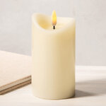 Светодиодная свеча с имитацией пламени Кертон 12.5 см, слоновая кость, на батарейках, таймер