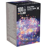 Светодиодная гирлянда на батарейках Капельки Фейерверк 1 м, 100 разноцветных мини LED ламп, серебряная проволока, IP20