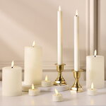 Набор светодиодных свечей Рустик Новел кремовый, мерцающее пламя, 9 шт, на батарейках, таймер, пульт