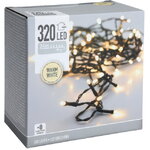 Светодиодная гирлянда Koopman Comfort 24 м, 320 теплых белых LED ламп, зеленый ПВХ, контроллер, таймер, IP44