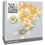 Светодиодная гирлянда Koopman Comfort 18 м, 240 теплых белых LED ламп, прозрачный ПВХ, контроллер, таймер, IP44