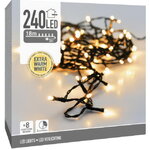 Светодиодная гирлянда Koopman Comfort 18 м, 240 экстра теплых белых LED ламп, зеленый ПВХ, контроллер, таймер, IP44