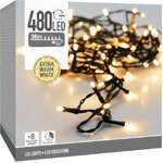 Светодиодная гирлянда Koopman Comfort 36 м, 480 экстра теплых белых LED ламп, зеленый ПВХ, контроллер, таймер, IP44