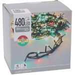 Светодиодная гирлянда Koopman Comfort Italian 36 м, 480 разноцветных LED ламп, зеленый ПВХ, контроллер, таймер, IP44