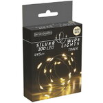 Светодиодная гирлянда Капельки на батарейках 5 м, 100 теплых мини LED ламп, серебряная проволока, таймер, IP20