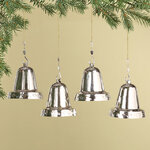 Елочная игрушка Колокольчик 10 см серебряный 4 шт