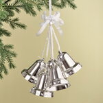 Гирлянда из колокольчиков с бантом 45 см серебряная