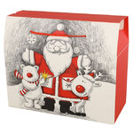Подарочный пакет-коробка Sweet Christmas - Санта и друзья 28*23 см