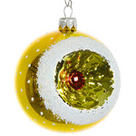 Стеклянный елочный шар Лучистый 8 см желтый