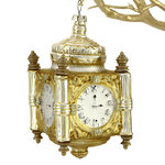 Стеклянная елочная игрушка Часы Эйми Голдкул 12 см, золотая