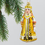 Стеклянная елочная игрушка Фольклор 9.5 см золотая, подвеска