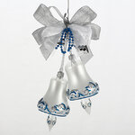 Стеклянное елочное украшение Колокольчики - Серебряный Звон 25 см синий