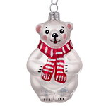 Елочная игрушка Умка в красном шарфе 8 см, стекло