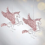 Елочная игрушка Единорог Ганэль с розовыми крыльями 15 см, 2 шт, подвеска