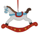 Елочная игрушка Лошадка-качалка Джоди в голубой упряжке 8 см, подвеска